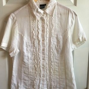 White Frill Button Up